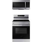 Samsung 6.3 CuFt Smart Freestanding Electric Range with 1.7 CuFt 1000 Watt Over-the-Range Microwave in Stainless Steel