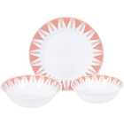 Gibson Piper Point 12-Piece Double Bowl Dinnerware Set - Red