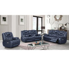 Global Furniture Apex Navy Leather Power Reclining Living Room Set with Power Headrests
