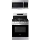 Samsung 6.0 CuFt Smart 5-Burner Front Control Freestanding Gas Range with 1.6 CuFt 1000 Watt Over-The-Range Microwave in Stainless Steel