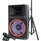 gemini 15" 2-Way Active Bluetooth PA Speaker With LED Lighting, Mic And Stand