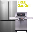 Midea 26.5 CuFt French Door Bottom Freezer Refrigerator with 3-Burner Cruise Control Amplifier Gas Grill