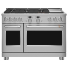 Cafe 8.25 Cu. Ft Smart Slide-In 6-Burner Commercial Dual-Fuel Gas Range with Griddle - Stainless Steel