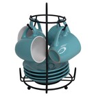IMUSA 8-Piece 3oz Blue and White Espresso Cups with Rack