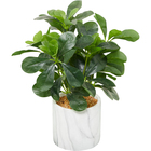 UMA Home Decor Green Faux Foliage Eucalyptus Artificial Plant with White Marble Pot, 11" x 9" x 14"