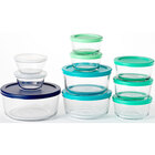 Anchor Hocking 20-Piece Glass Food Storage Set with Blue/Green Plastic Lids
