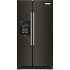 KitchenAid 24.8 Cu Ft. Side-by-Side Refrigerator with Exterior Ice and Water - Black Stainless Steel