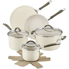 Rachael Ray Cucina 10-Piece Ceramic Nonstick Cookware Set — Almond