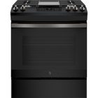 GE 5.3 CuFt 5-Burner Slide-In Gas Range in Black Slate with Non-Stick Griddle