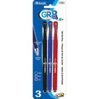 BAZIC 3-Pack GR8 Assorted Color Oil-Gel Ink Pen with Rubberized Barrel
