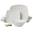 Gibson Blanca Cafe 12-Piece Square Dinnerware Set - White