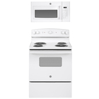 GE 5.0 CuFt Freestanding Electric Coil Range with 1.6 CuFt 1000 Watt Over-The-Range Microwave in White