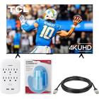 TCL 65" S Class 4K UHD HDR LED Smart TV with the 6 Outlet Surge Protector with USB Charging Ports, 12-ft High Speed HDMI Cable with Ethernet, & Screen Cleaning Kit
