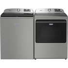 Maytag 5.2 CuFt Smart Pet Pro Top Load Agitator Washer with 7.4 CuFt Smart Pet Pro Top Load Electric Dryer in Classic Silver