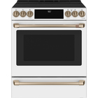 Cafe 5.7 Cu. Ft Smart Slide-In Induction and Convection Range - Matte White / Brushed Bronze