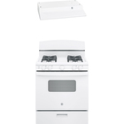 GE 4.8 CuFt Freestanding Gas Range with 30'' 160 CFM Standard Range Hood in White