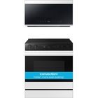 Samsung 6.3 CuFt Smart Slide-In Electric Range with 2.1 CuFt Over-the-Range Microwave in White Glass