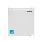 Premium Levella 1.6 Cubic Foot Manual Defrost Mini Refrigerator with Chiller Compartment and Can Dispenser in White