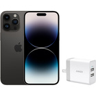 Apple 6.7" iPhone 14 Pro Max 128GB Sim-Free Space Black - Preowned with 2-Port PowerPort 24W Wall Charger