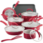 Rachael Ray 13-Piece Aluminum Nonstick Cookware Set - Red Shimmer