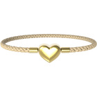 Mi Tesoro Beige Leather Bracelet - Gold Heart