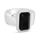 Mi Tesoro Black Onyx Signet Ring in Platinum Plated Stainless Steel - Size 10