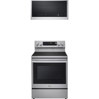 LG 6.3 CuFt Electric Freestanding Range with 1.7 CuFt Smart 1000 Wattage Over-the-Range Microwave Oven in Stainless Steel