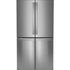 GE Profile 22.9 CuFt Quad-Door Refrigerator in Stainless Steel with Dual-Dispense AutoFill Pitcher