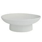 UMA Home Decor White Ceramic Wide Decorative Bowl with Elevated Base