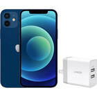 Apple 6.1" iPhone 12 64GB Blue Unlocked Smartphone – Preowned with 2-Port PowerPort 24W Wall Charger