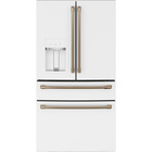 Image of product - 22.3 CuFt Smart 4-Door French-Door Refrigerator in Matte White with Brushed Bronze Handles