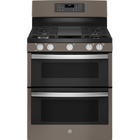 GE 6.8 Cu. Ft 5-Burner Double Oven Convection Gas Range With Air Fry - Slate