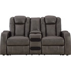 Signature Design by Ashley Axil Dual Power Reclining Loveseat with Audio Console - Shadow