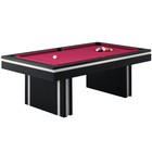 Elements Ajax Billiard Table with Balls - Black Finish with Burgundy Playfield