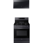 Samsung 6.0 CuFt Smart Freestanding 5-Burner Convection Gas Range with 2.1 CuFt 1000 Watt Over-The-Range Microwave in Black Stainless