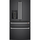 Cafe 22.3 CuFt Smart 4-Door French-Door Refrigerator in Matte Black with Brushed Stainless Handles