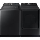 Samsung 5.5 CuFt Smart Electric Top Load Washer with 7.4 CuFt Smart Front Load Electric Dryer in Brushed Black