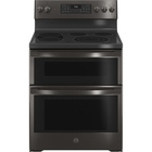 GE Profile 6.6. CuFt 5-Element Double Oven Electric Range in Black Stainless with Air Fry