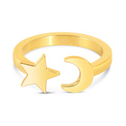 Mi Tesoro Star Moon Ring in 14K Gold Plated Stainless Steel - Size 7