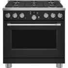 Cafe 36" 5.75 Cu. Ft Smart Dual-Fuel Freestanding Range with Air Fryer - Matte Black