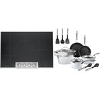 Frigidaire Professional 30" Induction Cooktop with Charleston Collection - Hammered 15-Piece Nonstick Cookware Set 