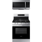 Samsung 6.0 CuFt Smart 5-Burner Front Control Freestanding Gas Range with 1.6 CuFt 1000 Watt Over-The-Range Microwave in Stainless Steel
