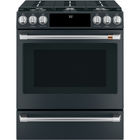 Cafe 30" 5.6 Cu. .Ft. Smart Slide-In, Gas Range with Convection Oven - Matte Black