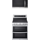 LG 7.3 CuFt Smart Electric Double Oven Freestanding Range with 1.7 CuFt Smart 1000 Wattage Over-the-Range Microwave Oven in Stainless Steel
