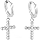 Mi Tesoro Cross Silver Hoop Earrings