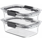 RUBBERMAID Brilliance Glass Set of 2 Medium Food Storage Containers, 3.2 Cup Rectangle