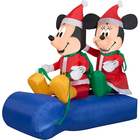 Image of product - Christmas Airblown Inflatable Mickey Mouse and Minnie Mouse Sledding Scene